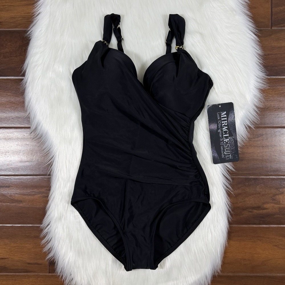 Miraclesuit Women's Size 10 Black Siren One Piece Swimsuit